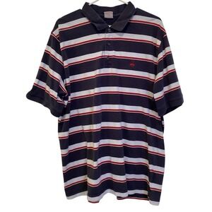 Brooks Brothers Men's Striped Polo Shirt XXL Navy Red White Short Sleeve